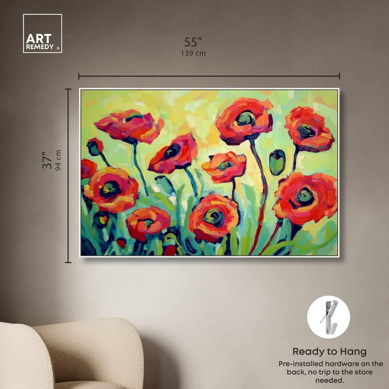 Red Poppy Field I Canvas by Art Remedy