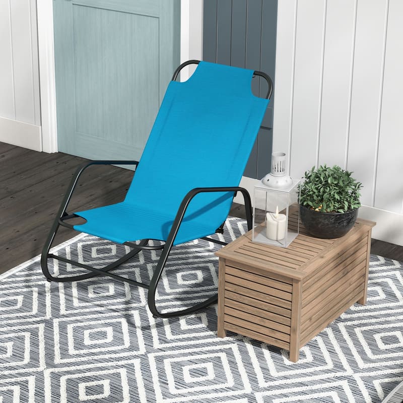 Outsunny Garden Rocking Chair, Outdoor Indoor Sling Fabric Rocker for Patio, Balcony, Porch