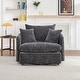 preview thumbnail 41 of 47, 46" Chenille Upholstered Sofa Swivel Chair Dark Gray