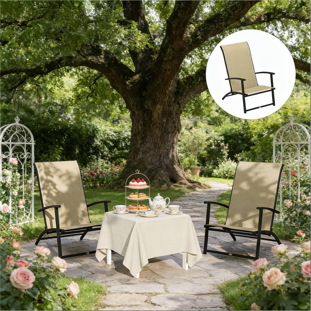 GDFStudio - Petersen High Back Folding Outdoor Dining Chairs Set of 2 - Set of 2