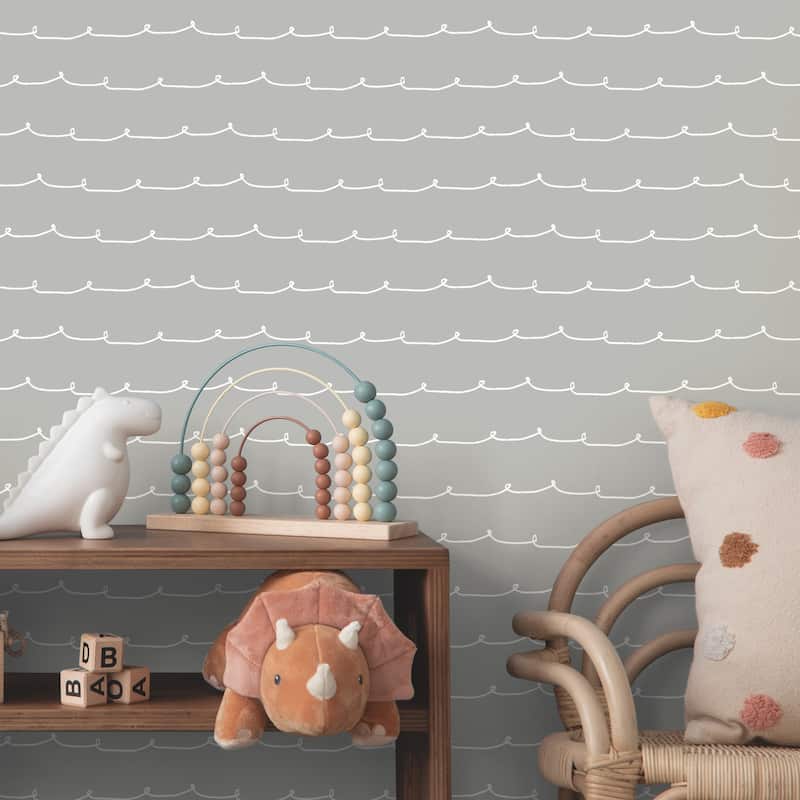 Advantage Wiggle Line Grey Stripe Wallpaper
