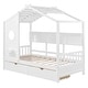 preview thumbnail 13 of 34, Wooden House Bed with Roof, 2 Drawers, and Storage Shelf