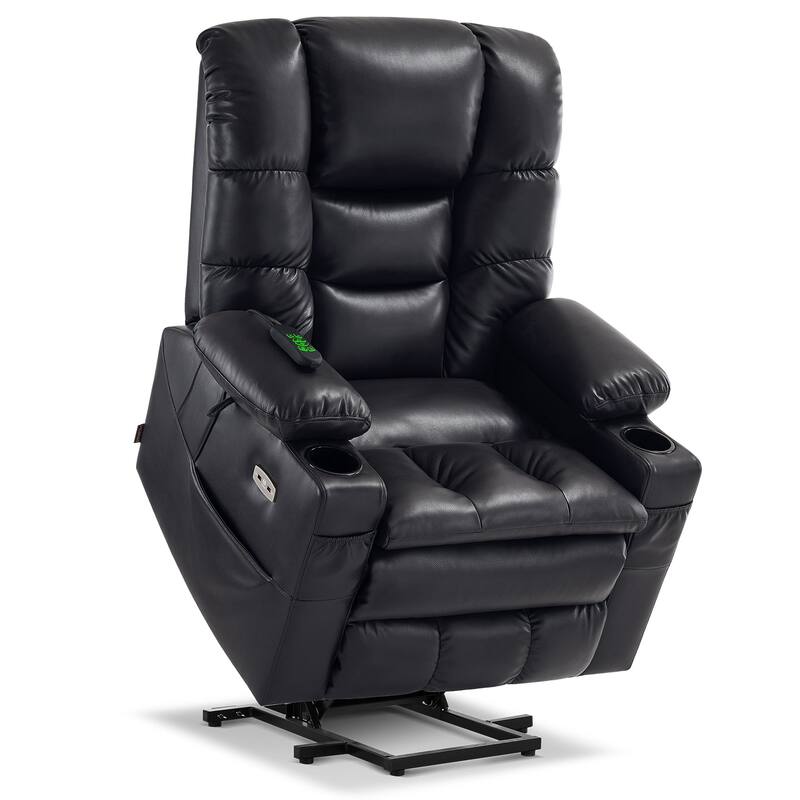 MCombo Large Dual Motor Power Lift Recliner Chair with Massage and Dual Heating for Elderly People, Faux Leather 7634
