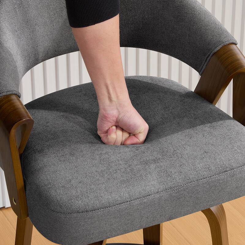 Mid-Century Upholstered Swivel Bar Stool/ Counter Stools with Curved Back - 37.5"H x 20.9"W x 19.9"D