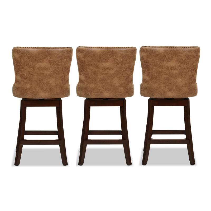 Holmes 27" Tufted Swivel Faux Leather Counter Stool