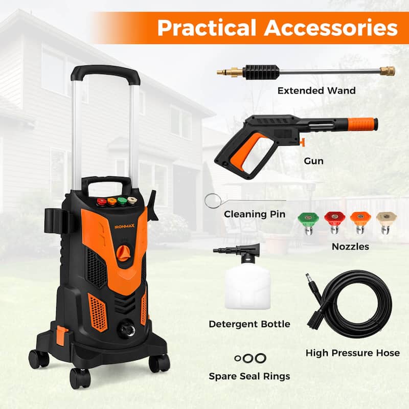 Ironmax Electric Pressure Washer with 4 Nozzles & Soap Bottle Lockable - See Details