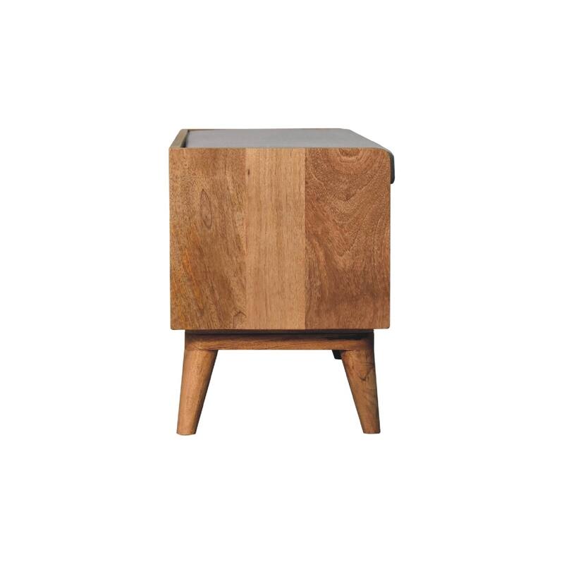 Artisan Furniture Oak-ish Nordic Storage Bench With Mud Linen, Brown with open storage and seat pad