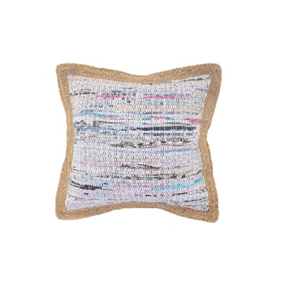 HomeRoots 20" X 20" Tan Pastel Blue And Pastel Yellow 100% Cotton Geometric Zippered Pillow