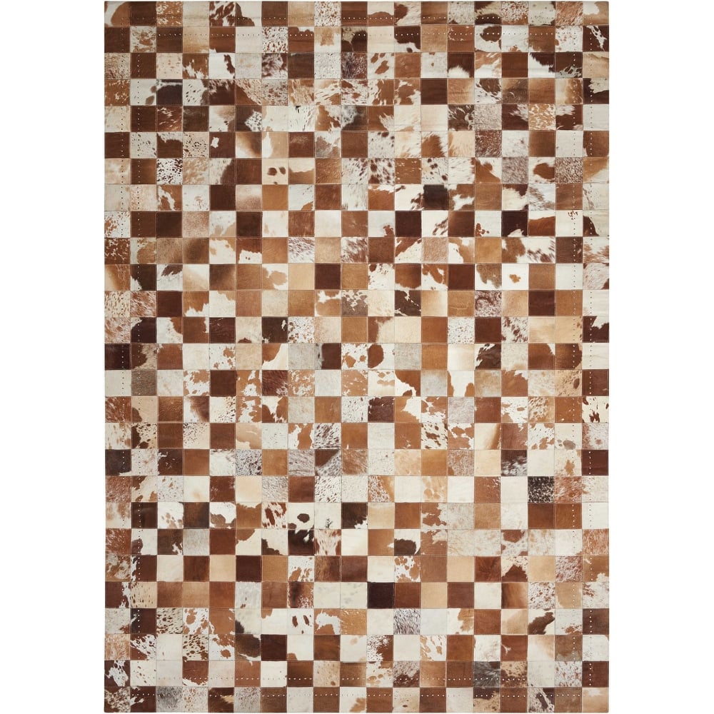 Nourison Vivid Textured Over-dyed Hair on Hide Modern Patchwork Area Rug