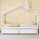 preview thumbnail 2 of 72, Creativity House Bed Twin Size Frame with 2 Wood Drawers for Boys Girls, Wood Platform Bed with Roof No Box Spring Needed