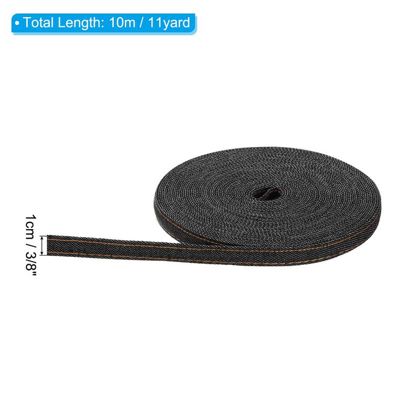 Denim Ribbon, 1 Roll 11 Yard Craft Strip - Black - 3/8"