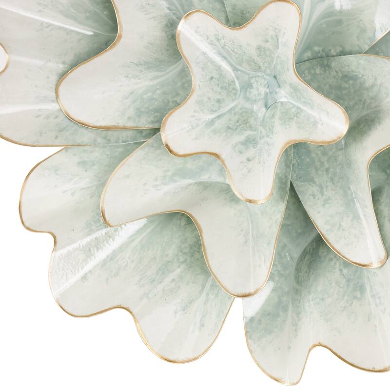 Metal Floral Home Wall Decor with White and Gold Accents - Set of 2 Multi Colored - Roche River Decor