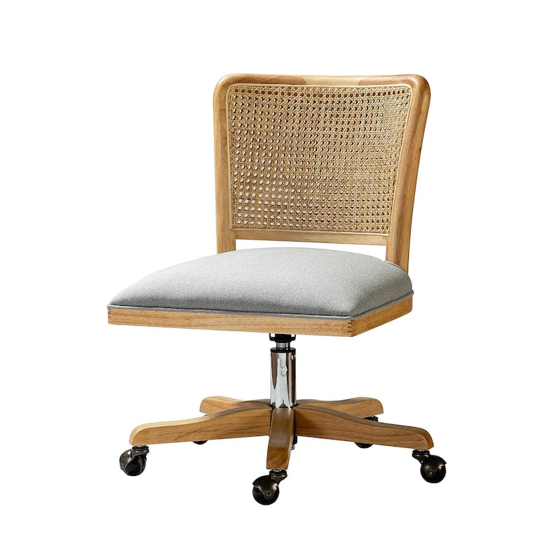 Calcutta Modern Rattan Back Task Chair Office chair with Solid Wood Legs by HULALA HOME