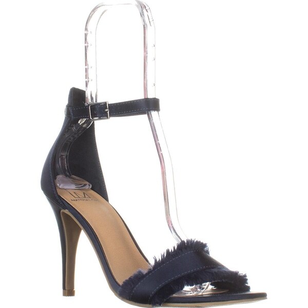 MG35 Biance Open Toe Buckle Heels, Navy