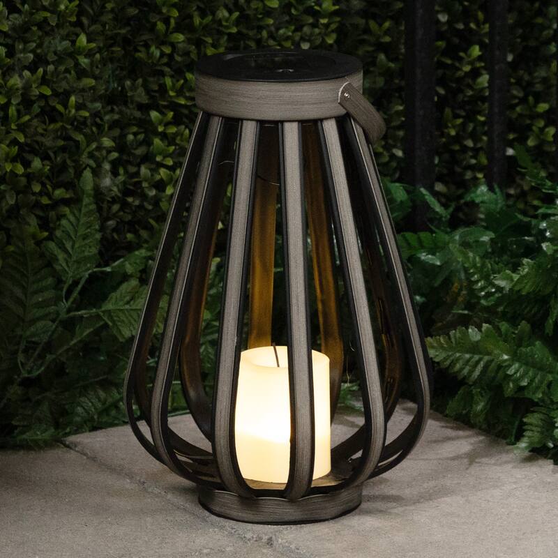 Solar Grey Decorative Plastic Lantern with LED