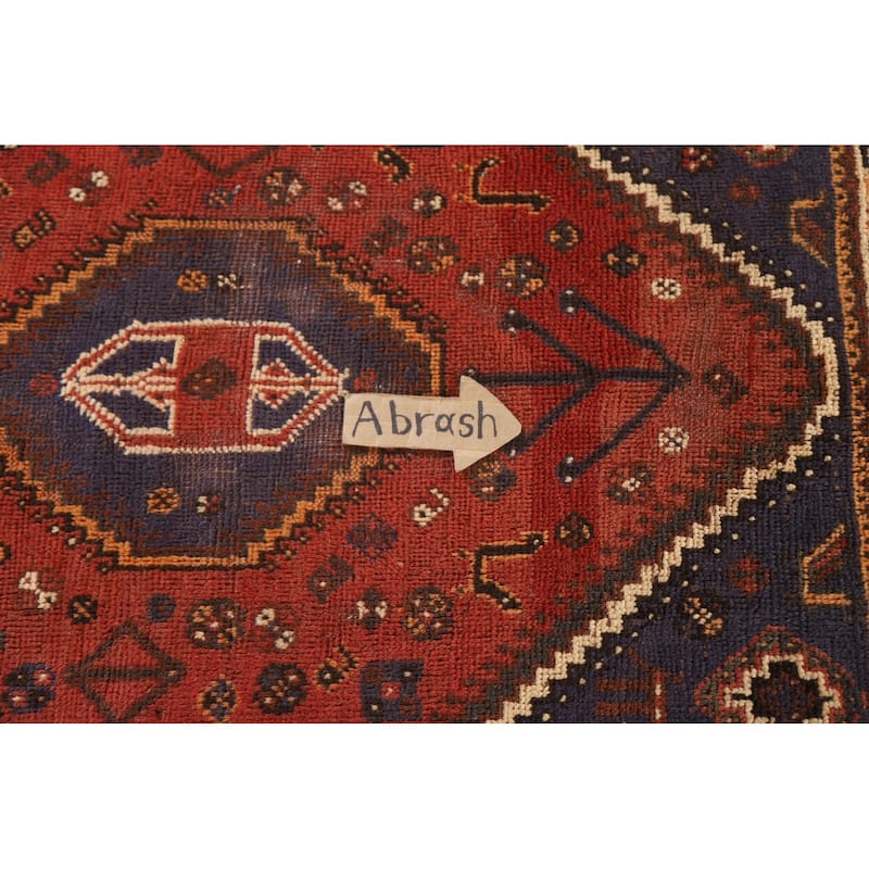 Qashqai Persian Vintage Area Rug Hand-knotted Wool Carpet - 3'7"x 5'0"