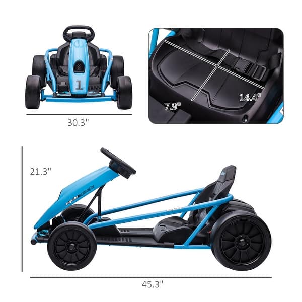 Blue 24V Go Kart, 8.1 MPH, Fun Outdoor Toy for Kids