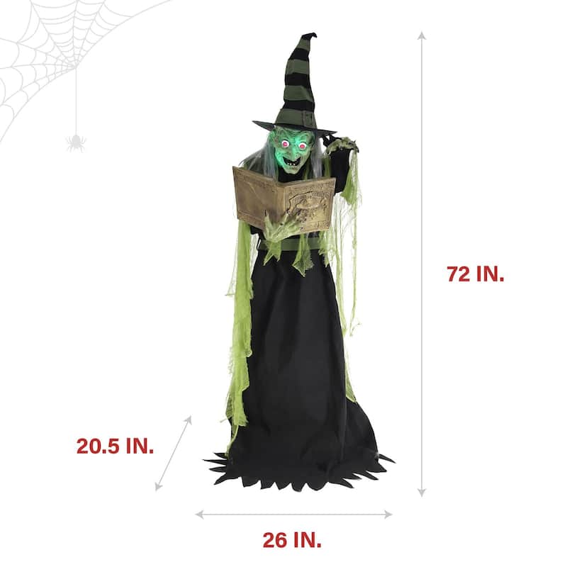 Haunted Hill Farm 6-Ft. Tall Motion-Activated Enchantress Witch, Premium Talking Halloween Animatronic, Plug-In