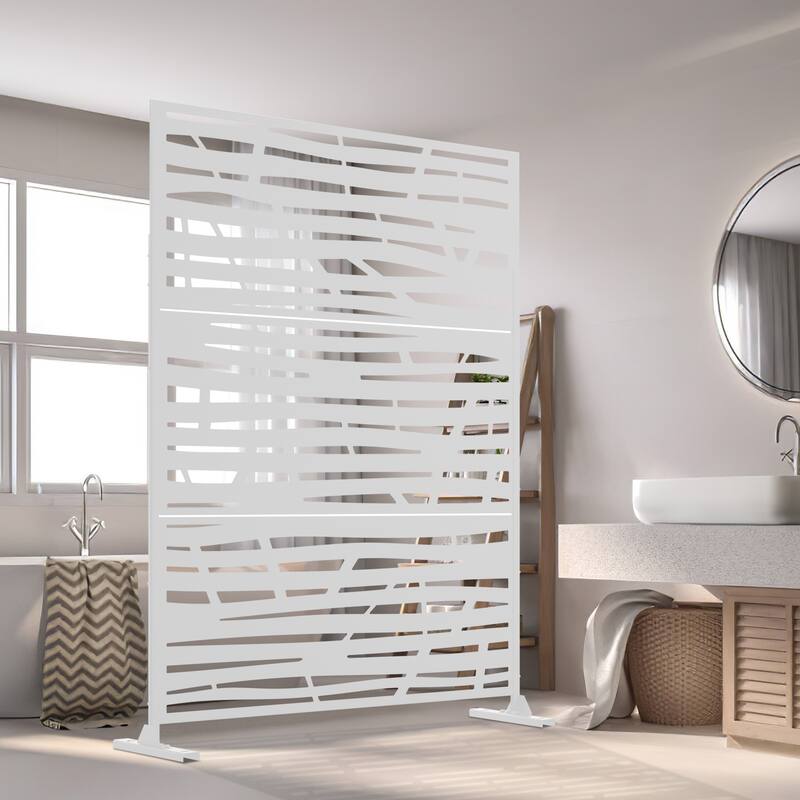 Metal Privacy Screen Wall Decoration Free Standing 6.3 ft. H