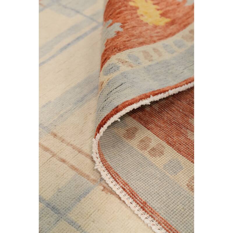 Hand Knotted Oriental 100% Wool Carpet Modern Geometric Beige & Ivories Gabbeh Area Rug - 13' 3'' X 10' 0''