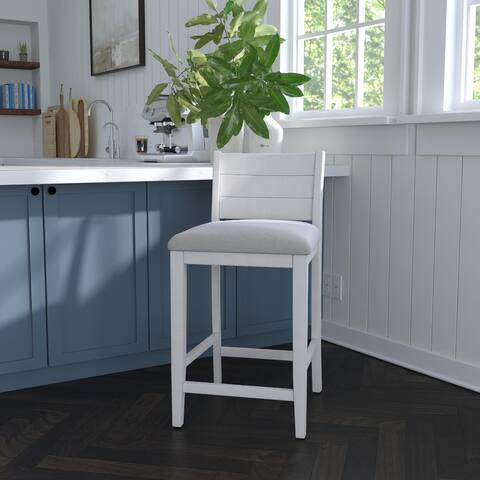 Hillsdale Furniture Fowler Upholstered Wood Stool, Sea White