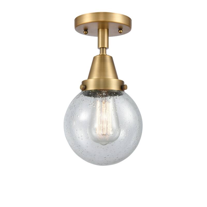 Innovations Lighting 447-1C-11-6 Beacon Flush Mount Beacon 6" Wide - Brushed Brass / Seedy