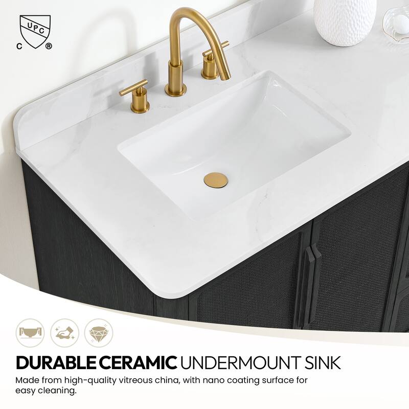 Busan Bath Vanity with White Quartz Stone Top without Mirror