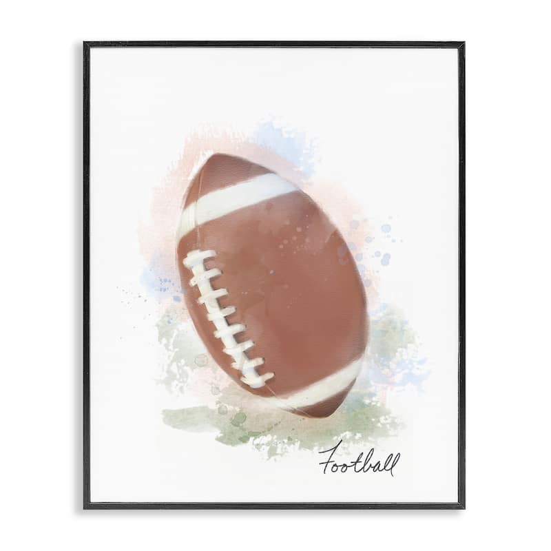 Stupell Soft Pastel Football Framed Giclee Art Design By Matthew Piotrowicz - 16 x 20 - Black