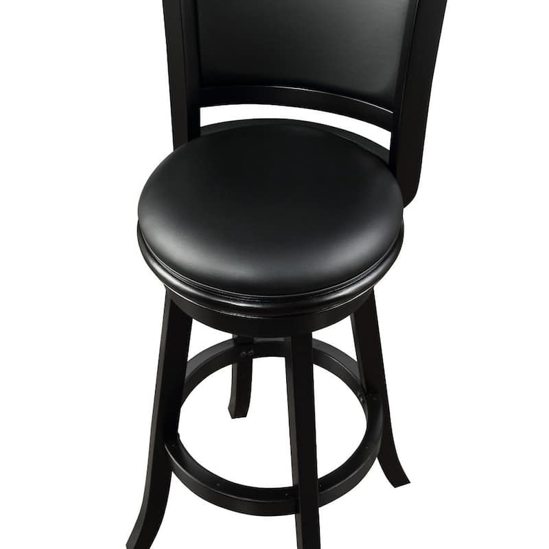 34 Inch Extra Tall Swivel Bar Stool, Wood, Faux Leather - 20 L x 18 W x 47 H