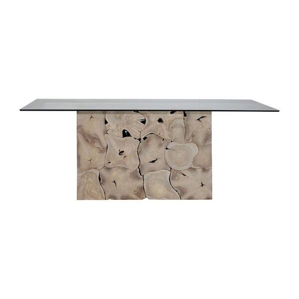 Scarlett 79inch Rectangular Double Pedestal Base Glass Top Dining Table N/A Bed Bath