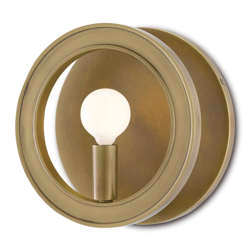 Currey & Company Chaplet Brass 1-Light Wall Sconce - 8"h x 8"w x 3.5"d - 8"h x 8"w x 3.5"d - Antique Brass