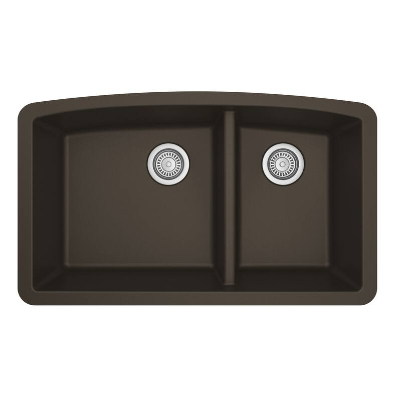 Karran Undermount Quartz Double Bowl Kitchen Sink - Brown