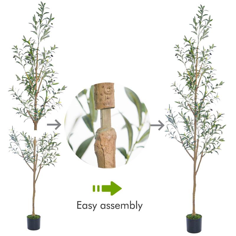 7.6FT (92'') Olive Tree Tall Skinny Artificial Plants for Home, Fake