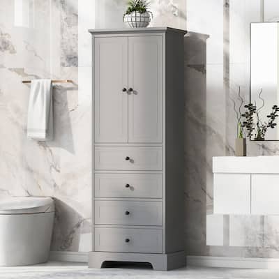 Storage Cabinet with 2 Doors and 4 Drawers for Bathroom Office