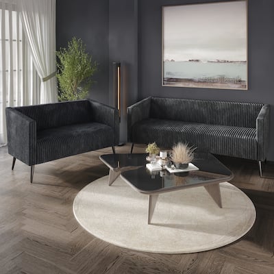 CraftPorch Corduroy Modern Velvet Upholstered 2-Piece Living Room Set