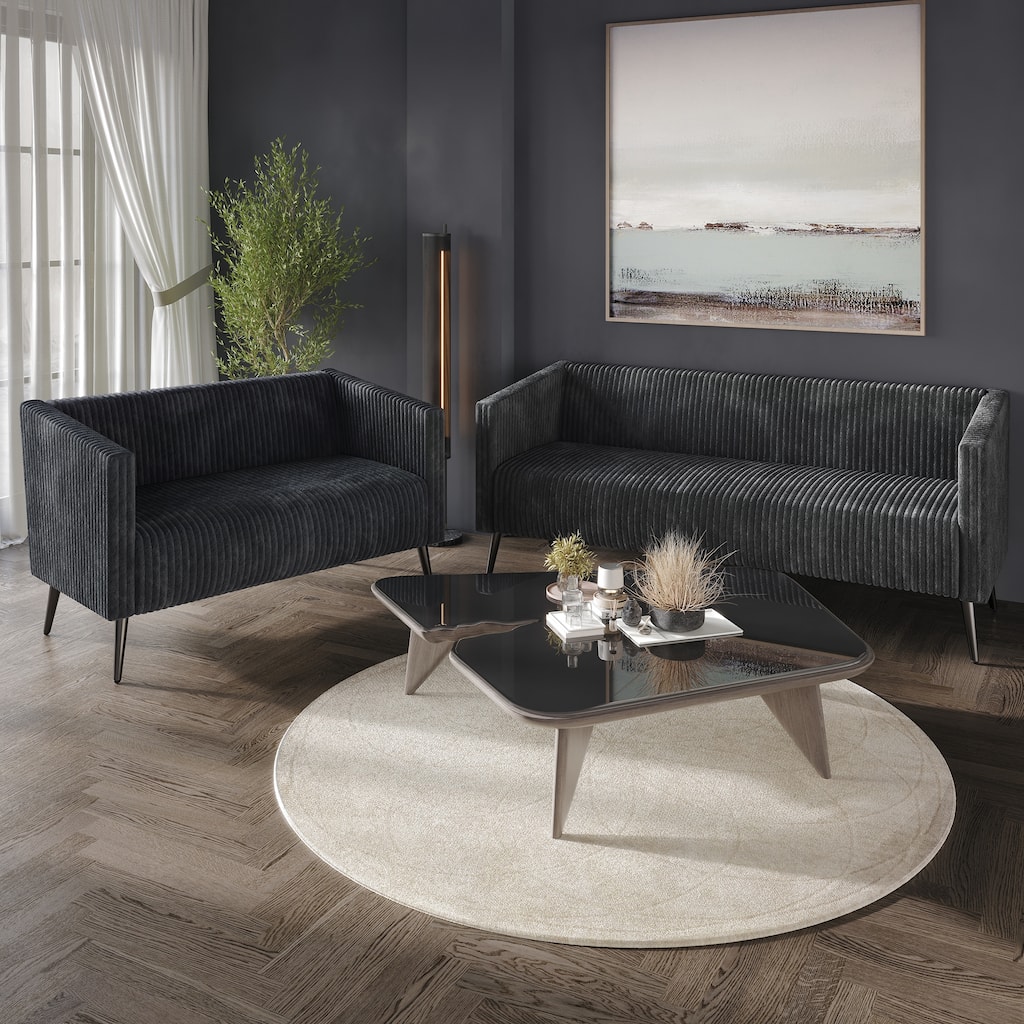 CraftPorch Corduroy Modern Velvet Upholstered 2-Piece Living Room Set
