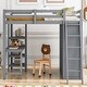 preview thumbnail 1 of 7, Full Size Loft Bed w/Desk & Wardrobe, Storage Shelves & Cabinet , Grey Grey - Full