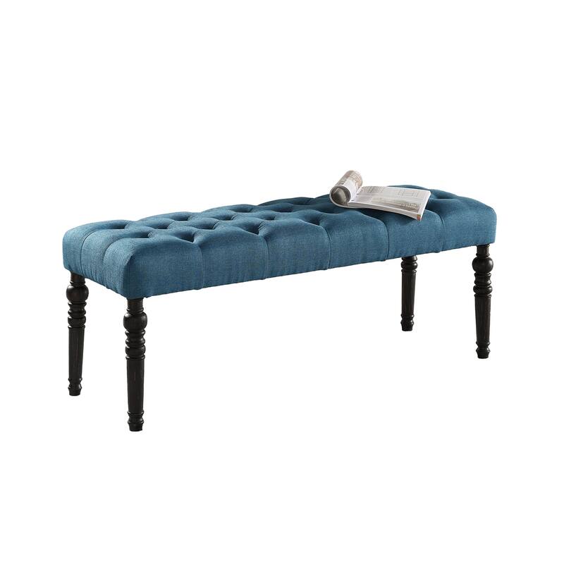 Fabric Tufted Turned Leg Dining Bench