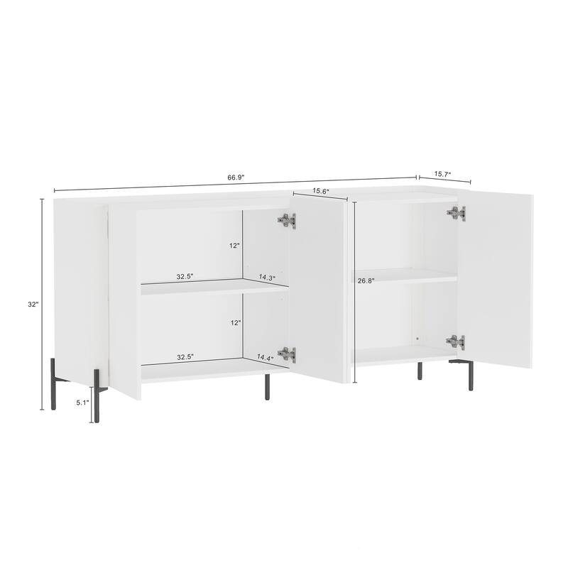 Manhattan Comfort 2-Piece Modern Abbey Accent Cabinet and Sideboard Set
