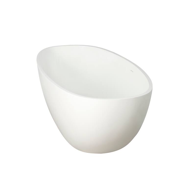 Solid Surface Freestanding Flatbottom Soaking Bathtub in Matte White