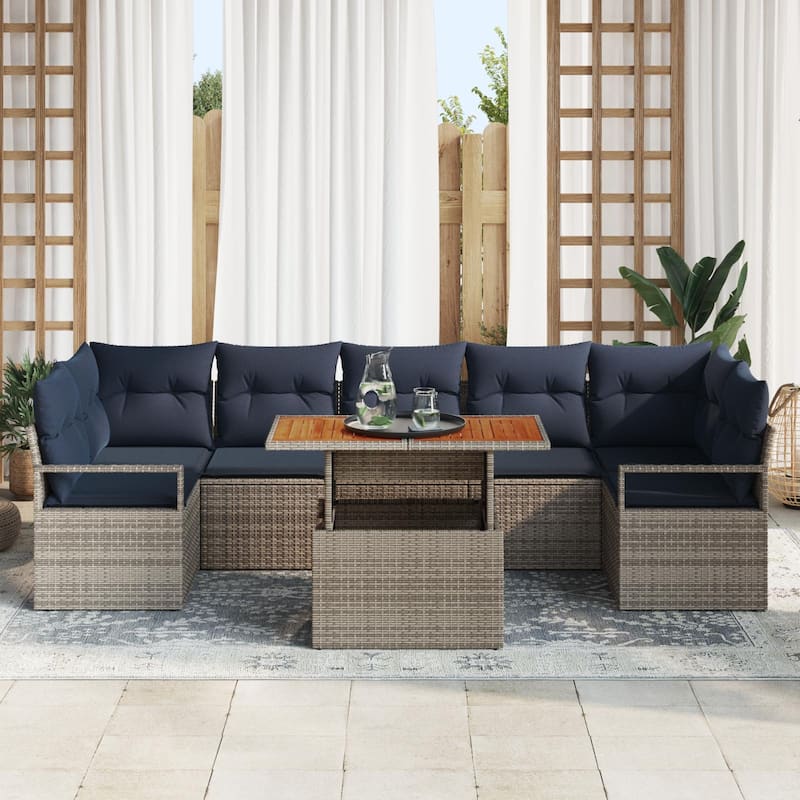 vidaXL 8 Piece Garden Sofa Set with Cushions - 113.8×48×27.2
