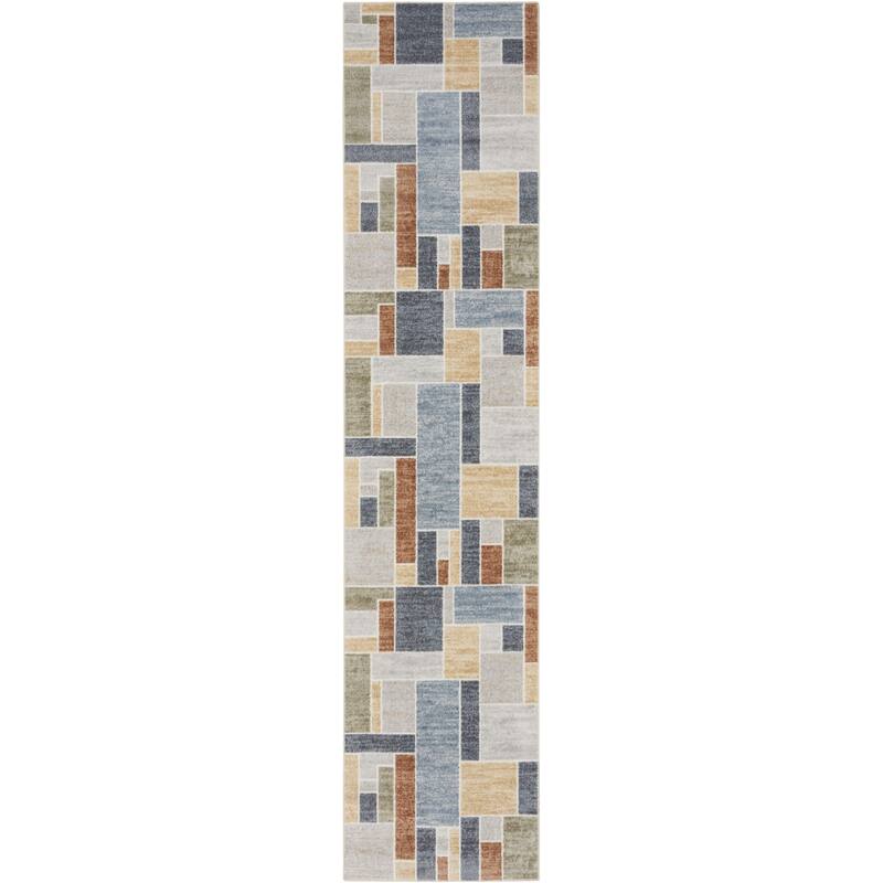 Pezay Power Loomed Geometric Modern Low Pile Area Rug By HomeRoots - 96' X '26' X '0.25