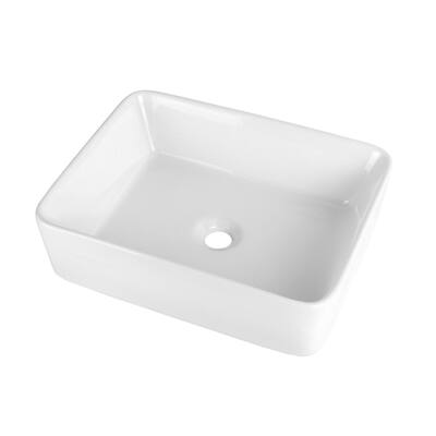 Lordear 21"x14" Rectangle Bathroom Vessel Sink White Porcelain Ceramic Art Basin