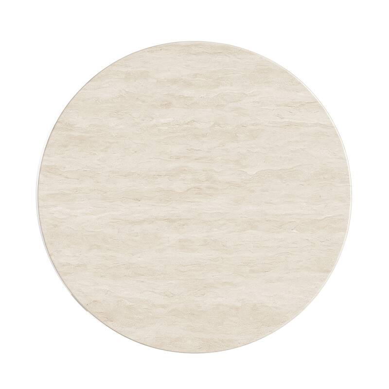Round Coffee Table with Sintered Stone Top in Light Gray