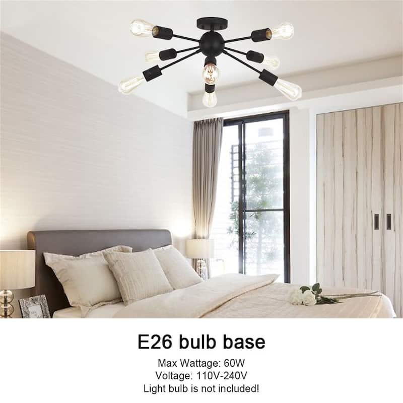 8-Light Sputnik Chandelier, Mid-Century Modern Starburst Lamp