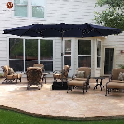 15ft Rectangular Patio Market Umbrella with Base