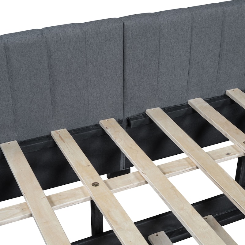 Upholstered sofa bed with trundle