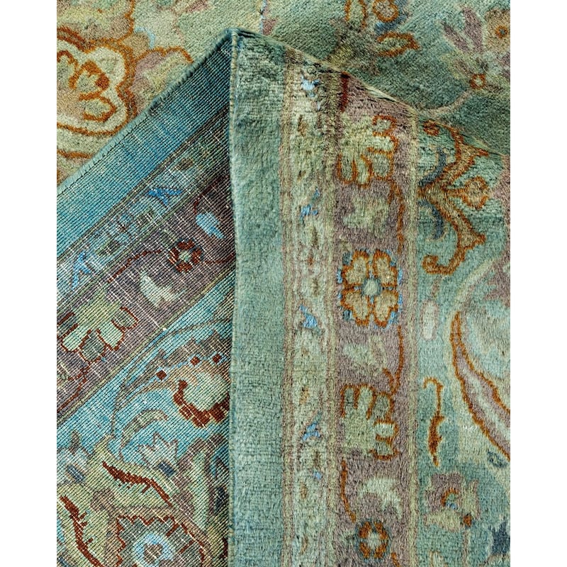 Overton Hand Knotted Wool Vintage Inspired Modern Contemporary Overdyed Blue Area Rug - 9' 2" x 12' 6"