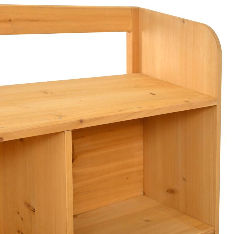 Solid Fir Wood Potting Bench Garden Workstation with Hutch, Drawer & Adjustable Shelves, Outdoor Garden Work Table