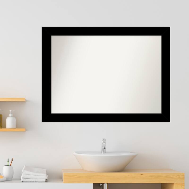 Basic Non-Beveled Wood Framed Bathroom Vanity Wall Mirror
